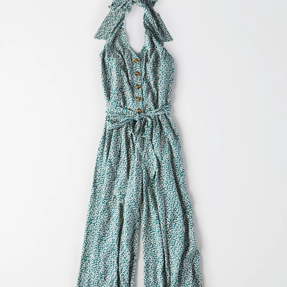 American Eagle Floral Halter Jumpsuit